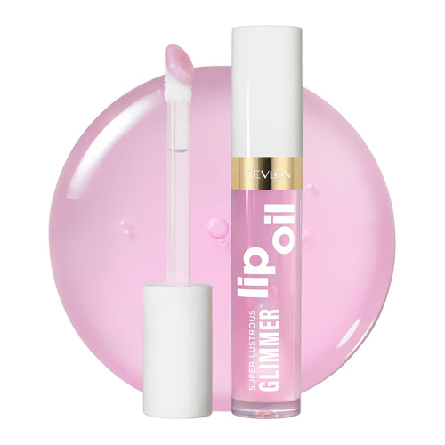 REVLON Super Lustrous Glimmer Lip Oil, Moisturizing & Tinted, Shiny Finish, Made with Plant-Based Squalane, 005 Vio-lit, 0.13 fl oz